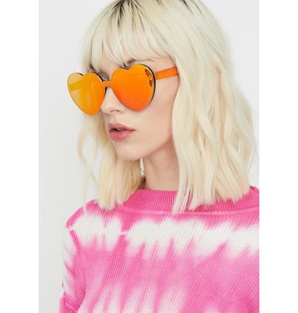 Oversized Orange Heart Sunglasses | Dolls Kill