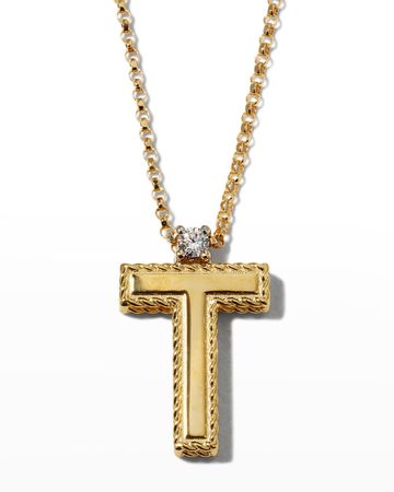 Princess 18k Yellow Gold Diamond Initial Necklace | Neiman Marcus