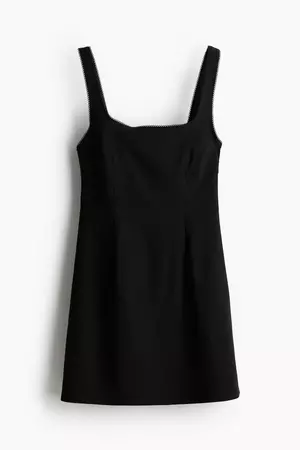 Picot-trimmed Jersey Dress - Black - Ladies | H&M US