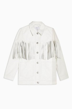 White Fringed Leather Jacket | Topshop