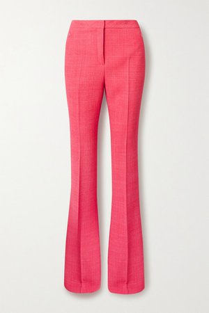 Checked Wool-blend Flared Pants - Bubblegum