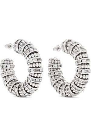 SAINT LAURENT | Silver-tone crystal hoop earrings | NET-A-PORTER.COM