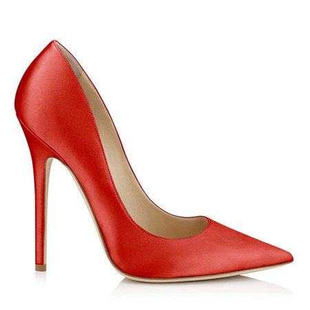 Red Anouk Pointy Toe Pumps in Satin | Made-To-Order at Jimmy Choo