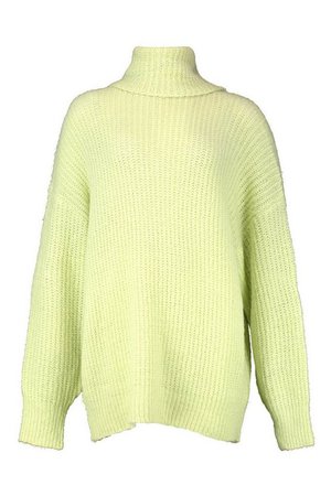 Oversized Chunky Roll Neck Knit Jumper Sweater Yellow| Boohoo