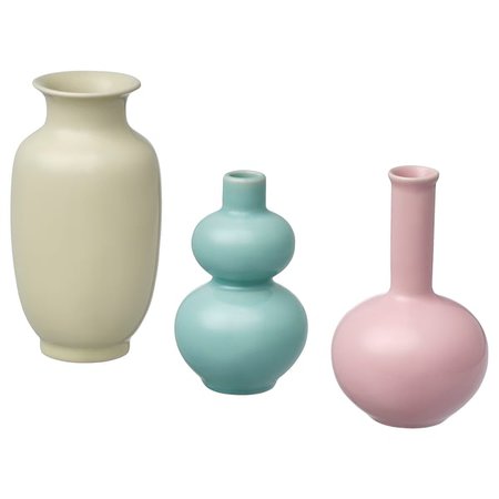 ÅTERTÅG Vase, set of 3, green/pink, yellow - IKEA