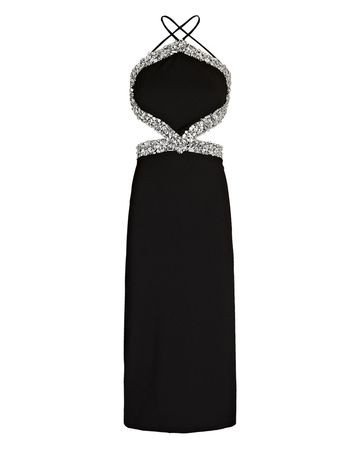 PatBO Crystal-Embellished Midi Dress In Black | INTERMIX®