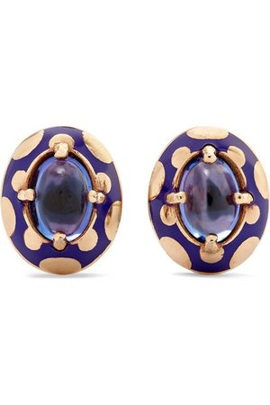 Alice Cicolini | Candy 14-karat gold and enamel tanzanite earrings | NET-A-PORTER.COM