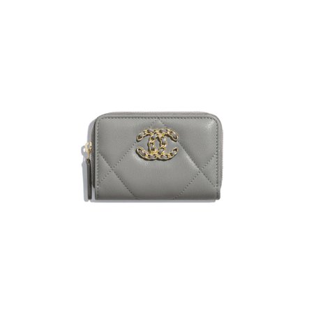 CHANEL CHANEL 19 Clutch with Chain Lambskin, Gold-Tone, Silver