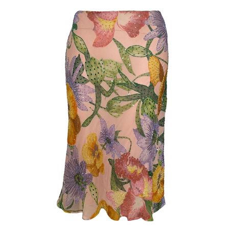 Vintage italian luxury designer silk floral skirt... - Depop