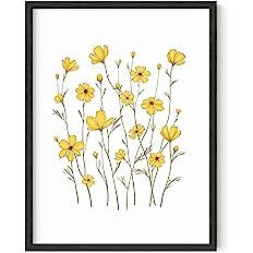 Amazon.com: HAUS AND HUES Yellow Flowers Wall Art Sunflower Poster Yellow Wall Pictures Sunflower Wall Art & Yellow Wall Decor for Bedroom Yellow Bathroom Wall Decor Yellow and White Decor UNFRAMED 12"x16": Posters & Prints