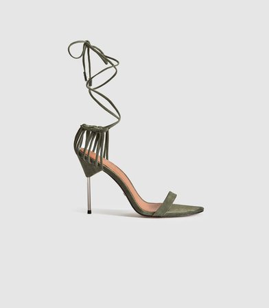 Zhane Pale Green Suede Strappy Wrap Sandals – REISS