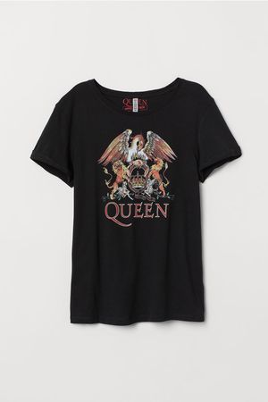 T-shirt with print motif - Black/Queen - | H&M GB