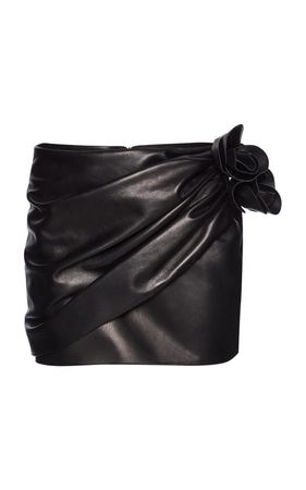 Rose-Detailed Leather Mini Skirt By Magda Butrym | Moda Operandi