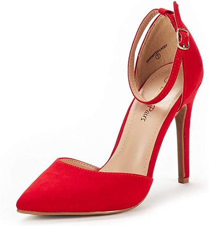 Amazon.com | DREAM PAIRS Women's Oppointed-Lacey Red Suede Fashion Dress High Heel Pointed Toe Wedding Pumps Shoes Size 7.5 M US | Pumps