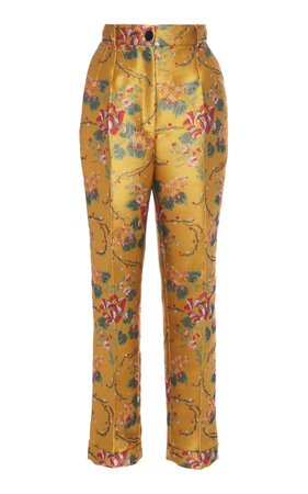 Floral-Print Satin-Jacquard Tapered Pants by Dolce & Gabbana | Moda Operandi