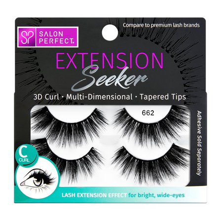 Salon Perfect Extension Seeker C-Curl False Eyelashes, Black, 662, 2 Pairs - Walmart.com - Walmart.com
