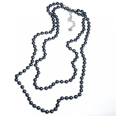 Vintage Graziano Long Black Pearl Necklace - Vintage Meet Modern