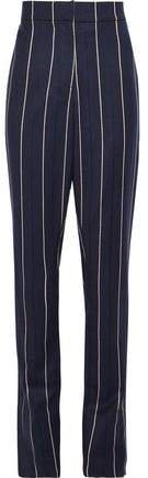 Striped Wool-blend Straight-leg Pants