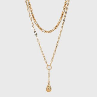 Multi-strand Pearl Pendant Necklace - A New Day™ Gold : Target