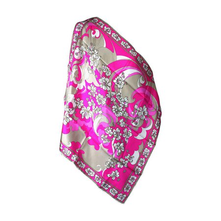 Emilio Pucci Hot Pink Floral Scarf For Sale at 1stdibs