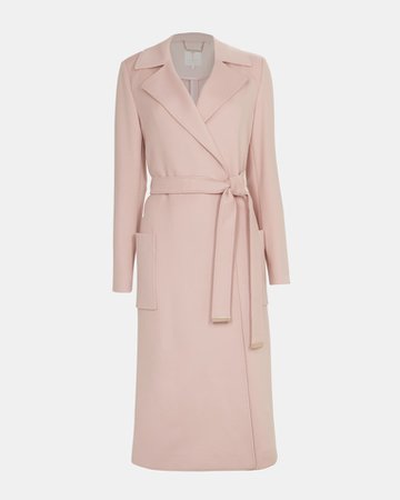 Long belted coat - Dusky Pink | Jackets and Coats | Ted Baker UK