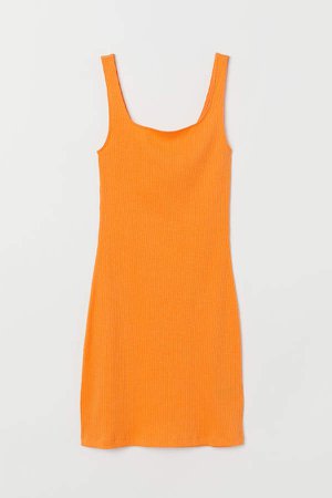 Ribbed Jersey Dress - Orange