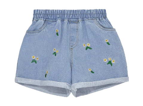 denim flower shorts