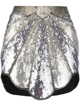 The Attico Bead Embroidered Metallic Skirt - Farfetch