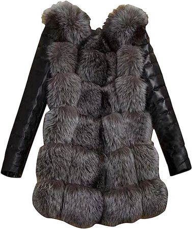 Ladies Thickened Overcoat Plush Winter Furry Artificial Leather Long Sleeve Mid-length Cardigan Outwear Casual at Amazon Women's Coats Shop