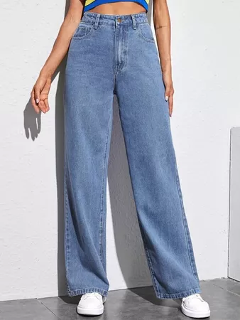 High-Rise Baggy Jeans | ROMWE USA