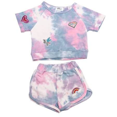 TIE DYE PATCHES TSHIRT AND SHORTS SET– Mini Dreamers