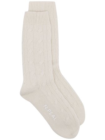 N.Peal cable-knit organic-cashmere Socks