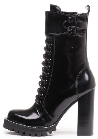 heeled combat boots (black)