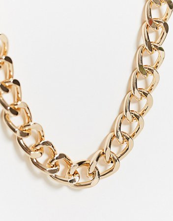 ASOS DESIGN necklace with 17mm curb chain links in gold tone | ASOS