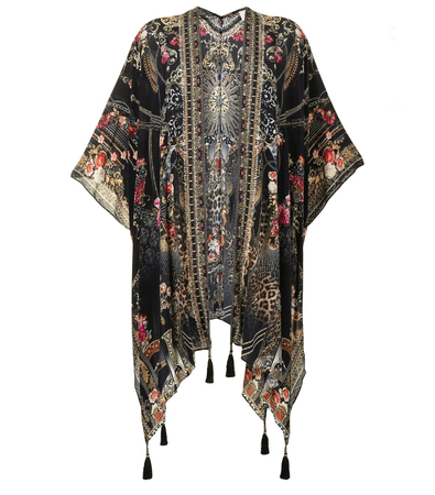 square draped layered silk cape