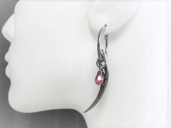 Gothic Single Earring, Fang Hoop, Half Pair Fang EarringsGothic Jewelry
