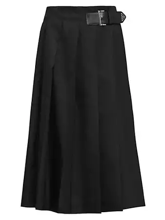 Shop Prada Garment-Dyed Silk Twill Midi Skirt | Saks Fifth Avenue
