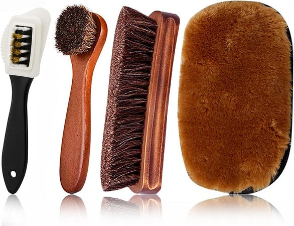 Suede Brush for Shoe, 4-Sided Shoe Brush Nubuck Brush for Suede Leather Boots Shoes Cleaning, Shoe Brush Shoe Polish Brush with Plush Polishing Glove (Set A) : Amazon.co.uk: Fashion