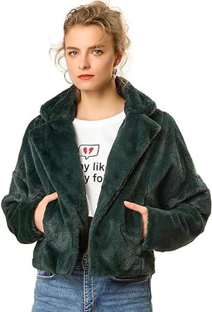 Amazon.com: Allegra K Women's Winter Cropped Faux Fur Bolero Jacket Notch Lapel Collar Dropped Loose Faux Fur Coat : Clothing, Shoes & Jewelry