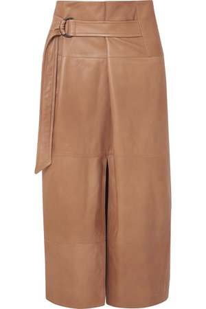 Brunello Cucinelli | Belted leather midi skirt | NET-A-PORTER.COM