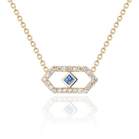 Gianna Pendant with Diamonds and Blue Sapphire in 14k Yellow Gold by GiGi Ferranti