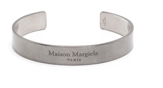 maison margiela engraved logo cuff bracelet