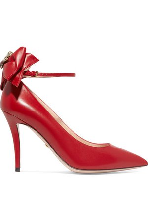 Gucci | Queen Margaret embellished leather Mary Jane pumps | NET-A-PORTER.COM