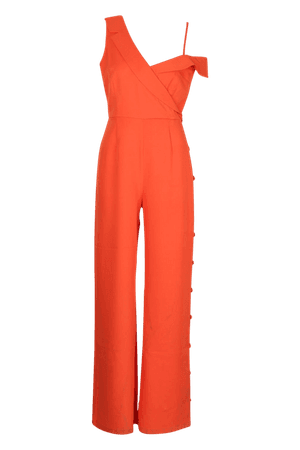 Tailored Asymmetric Sleeveless Button Detail Jumpsuit | Boohoo