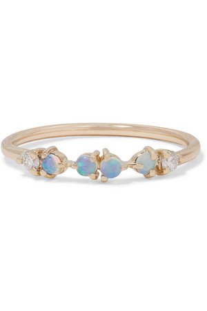 Wwake | 14-karat gold, opal and diamond ring | NET-A-PORTER.COM
