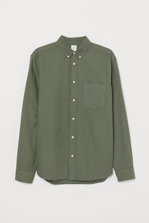 Regular Fit Oxford Shirt - Khaki green - Men | H&M US