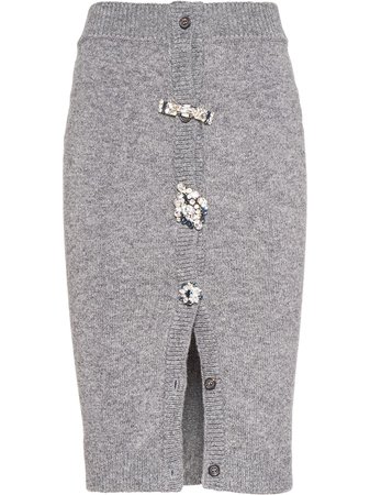 Miu Miu, crystal-button Knitted Skirt