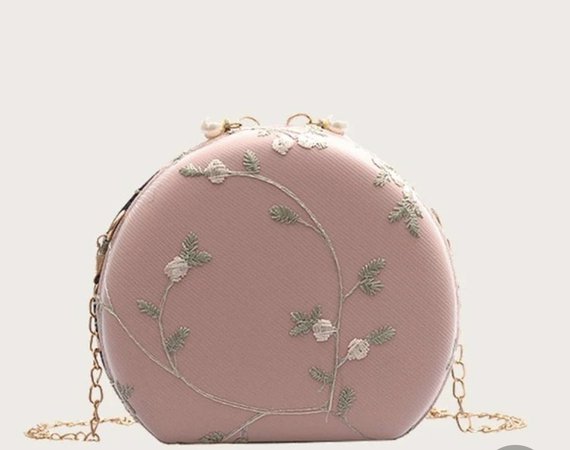 Floral Embroidery Round Crossbody Bag