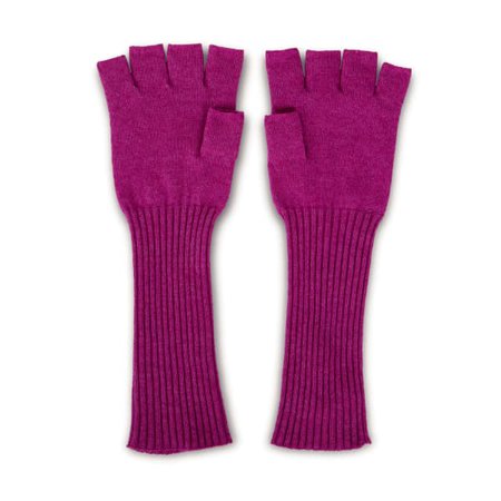 Fallon Long Fingerless Cashmere Silk Gloves In Purple | Asneh | Wolf & Badger