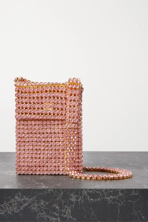 Pink Crystal Flapper embellished gold-tone shoulder bag | AREA | NET-A-PORTER